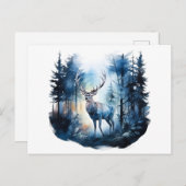 Hirsche im Winterwald Postkarte (Vorne/Hinten)