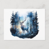 Hirsche im Winterwald Postkarte (Vorderseite)