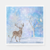 Hirsche im Winterwald Serviette (Vorderseite)