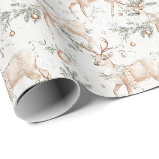 Hirsche im Winterwald Weihnachten Geschenkpapier (Rolleneckpunkt)