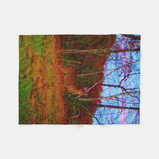 Hirsche in Bäumen Fleecedecke (Vorderseite (Horizontal))