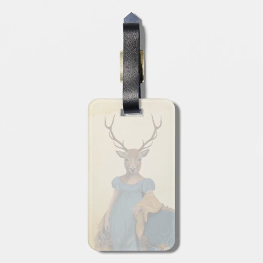 Hirsche in blauem Kleid 2 Gepäckanhänger (Rückseite vertikal)