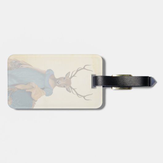 Hirsche in blauem Kleid 2 Gepäckanhänger (Rückseite horizontal)
