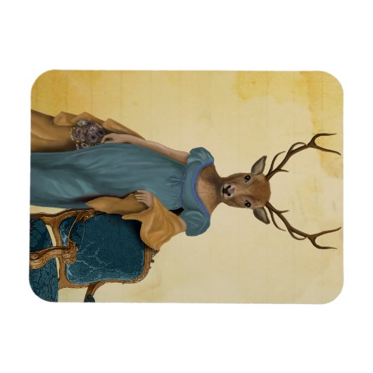 Hirsche in blauem Kleid 2 Magnet (Horizontal)