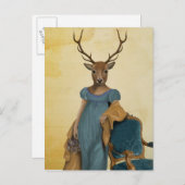 Hirsche in blauem Kleid 2 Postkarte (Vorne/Hinten)