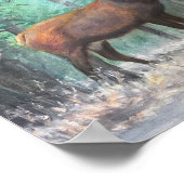 Hirsche in der Ölmalerei des Waldes. Snowy Forest  Poster (Ecke)