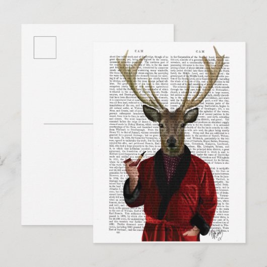 Hirsche in der Rauchjacke Postkarte (Vorne/Hinten)