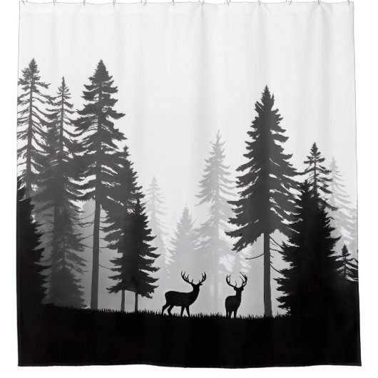 Hirsche in der Silhouette Duschvorhang (Vorderseite)