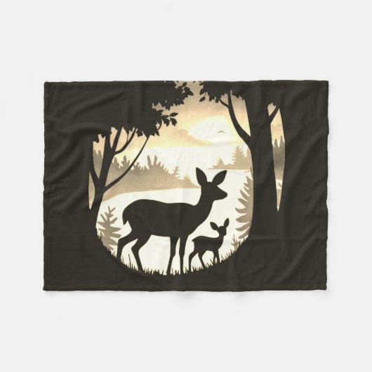 Hirsche in der Waldreinigung Fleece Blanket (Vorderseite (Horizontal))