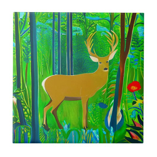 Hirsche in einem Fantasy-Wald Fliese (Vorderseite)