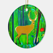 Hirsche in einem Fantasy-Wald Keramik Ornament (Links)