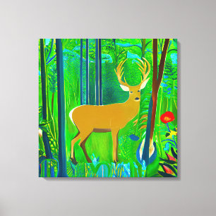 Hirsche in einem Fantasy-Wald Leinwanddruck