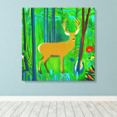 Hirsche in einem Fantasy-Wald Leinwanddruck (Insitu (Holzboden))