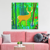 Hirsche in einem Fantasy-Wald Leinwanddruck (Insitu (Wohnzimmer))
