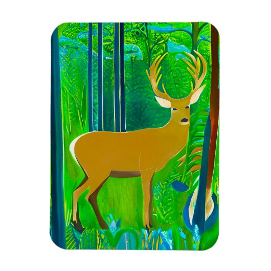 Hirsche in einem Fantasy-Wald Magnet (Vertikal)