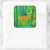 Hirsche in einem Fantasy-Wald Quadratischer Aufkleber (Tasche)