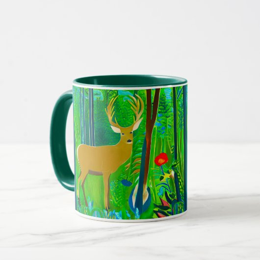 Hirsche in einem Fantasy-Wald Tasse (Vorderseite Links)