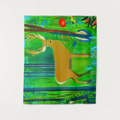 Hirsche in einem Fantasy-Wald Wandteppich (Vorderseite)