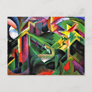 Hirsche in einem Klostergarten, Kunstmalerei Postkarte