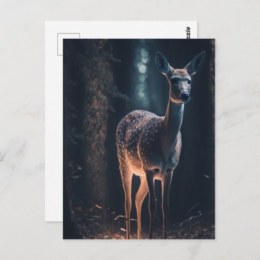 Hirsche in einem magischen Wald Postkarte (Vorne/Hinten)