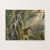 Hirsche in einem nebligen Wald Puzzle (Horizontal)