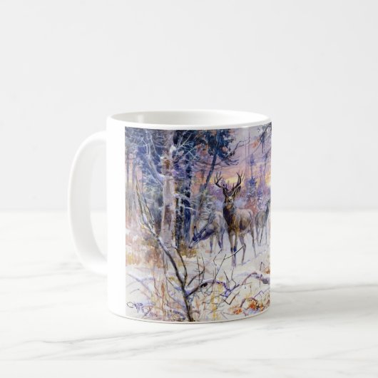 Hirsche in einem Schneewald (Wintersaison) Kaffeetasse (Vorderseite Links)