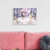 Hirsche in einem Schneewald (Wintersaison) Leinwanddruck (Insitu (Wohnzimmer))