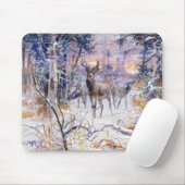 Hirsche in einem Schneewald (Wintersaison) Mousepad (Mit Mouse)