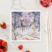 Hirsche in einem Schneewald (Wintersaison) Serviette (Beispiel)