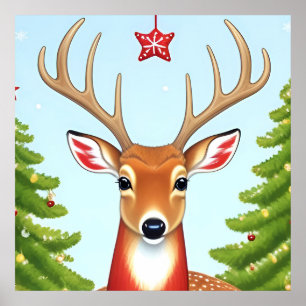 Hirsche in einer Winter-Wunderlandszene Poster