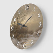 Hirsche in einer Winterlandschaft - Désiré Thomass Große Wanduhr (Winkel)