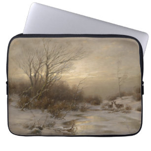 Hirsche in einer Winterlandschaft - Désiré Thomass Laptopschutzhülle