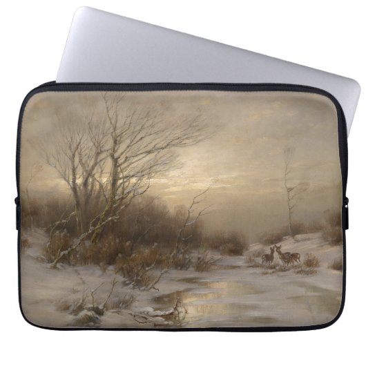 Hirsche in einer Winterlandschaft - Désiré Thomass Laptopschutzhülle (Vorderseite)