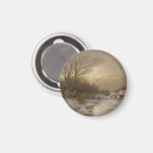 Hirsche in einer Winterlandschaft - Désiré Thomass Magnet (Vorderseite/Rückseite)
