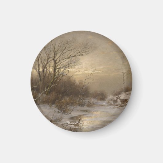Hirsche in einer Winterlandschaft - Désiré Thomass Magnet (Vorne)