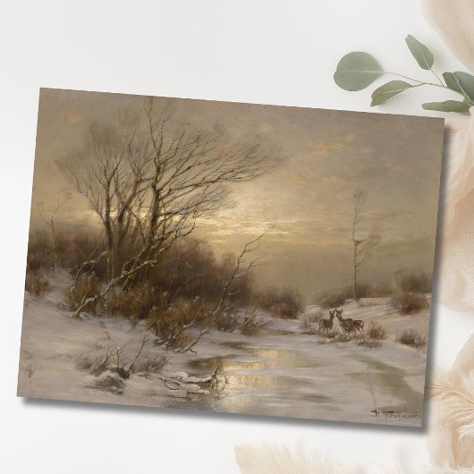 Hirsche in einer Winterlandschaft - Désiré Thomass Postkarte