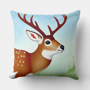 Hirsche in einer Winterwunderlandszene Kissen