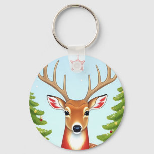 Hirsche in einer Winterwunderlandszene Schlüsselanhänger
