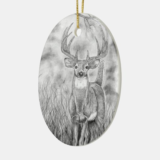 Hirsche in Holz Keramik Ornament (Links)