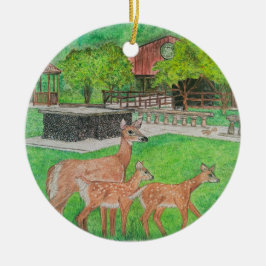 Hirsche in Humiston Woods durch den Pavillon Keramik Ornament