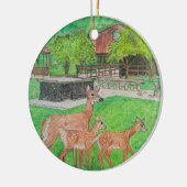 Hirsche in Humiston Woods durch den Pavillon Keramik Ornament (Links)