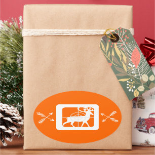 Hirsche in Kreuzshaaren mit zwei Sets überkreuzter Ovaler Aufkleber