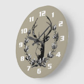 Hirsche in Laurel-Blätter Große Wanduhr (Winkel)