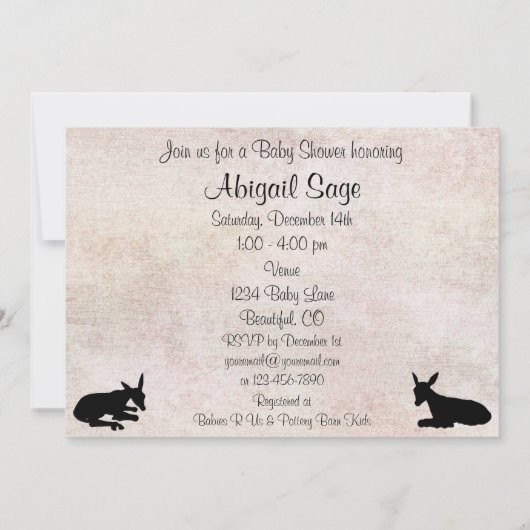 Hirsche in Meadow Twins Kinderdusche Einladung (Rückseite)