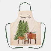 Hirsche in Schnee Peronalisierte Weihnachten Schürze (Vorderseite)