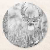 Hirsche in Wäldern Runder Pappuntersetzer (Vorderseite)