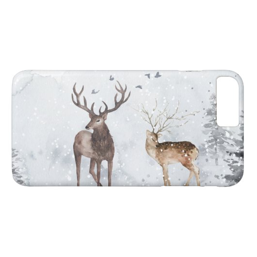 Hirsche in Weihnachten schneebedeckten Winterwälde Case-Mate iPhone Hülle (Rückseite (Horizontal))