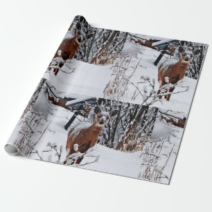 Hirsche in Winter Wonderland Ferien Geschenkpapier