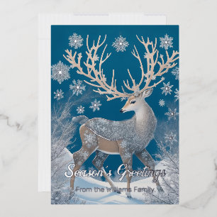 Hirsche in Winterlandschaft, Foliendetails und Tex Folien Feiertagskarte
