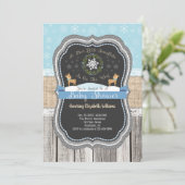 Hirsche Kleine Schneeflocke Winter Baby Dusche Einladung (Stehend Vorderseite)